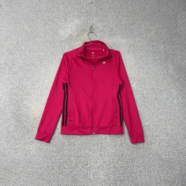 아디다스 로고 핑크 기능성 집업 저지 XS