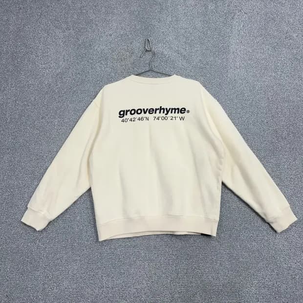 그루브라임 크림 백로고 맨투맨 XL