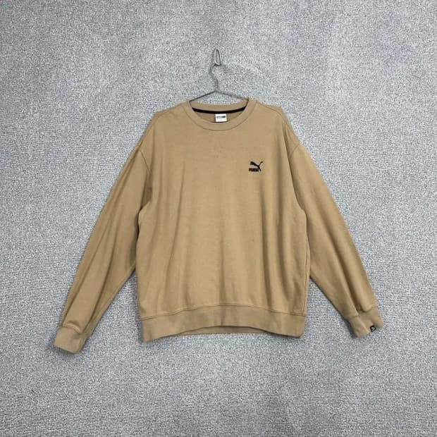 푸마 베이지 로고 오버핏 맨투맨 XL