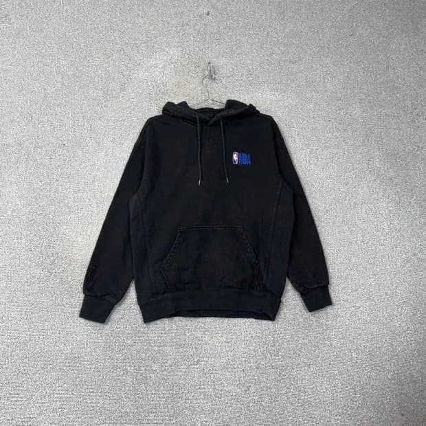NBA 자수 로고 블랙 후드티 M
