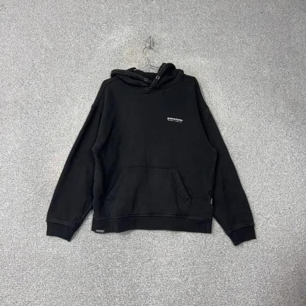 그루브라임 백로고 기모 블랙 후드티 M