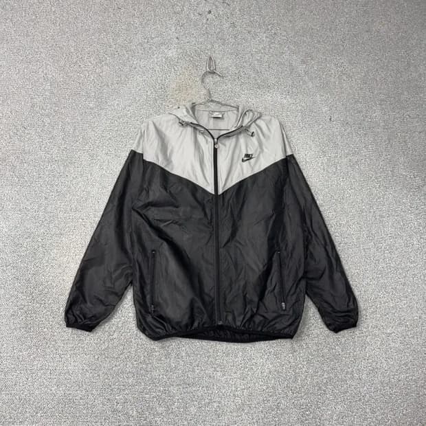 나이키 그레이 블랙 투톤 로고 바람막이 윈드자켓 M