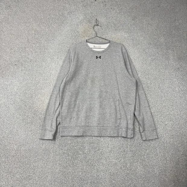 언더아머 센터로고 오버핏 라이트 그레이 남성 맨투맨 L