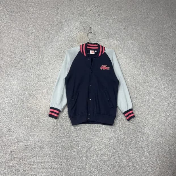 라코스테 핑크포인트 로고 단가라 코튼 스타디움 자켓 95