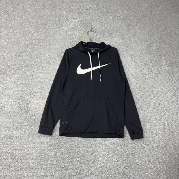 나이키 드라이핏 빅스우시 프린팅 블랙 후드티 L