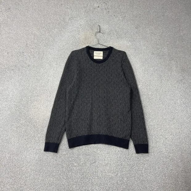 아베크롬비 그레이 배색 패턴 캐주얼 남성 울 니트 L