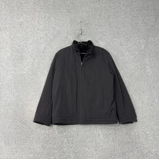 라코스테 남성 로고 블랙 털 워크 집업 자켓 100