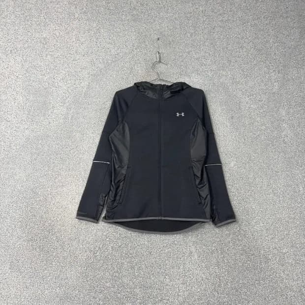 언더아머 기능성 로고 블랙 후드집업 M