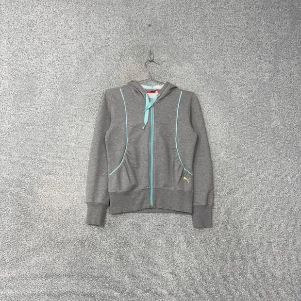 푸마 민트 포인트 로고 그레이 후드집업 S