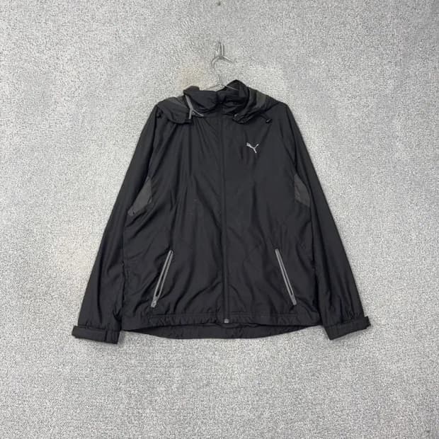 푸마 로고 블랙 캐주얼 바람막이 L