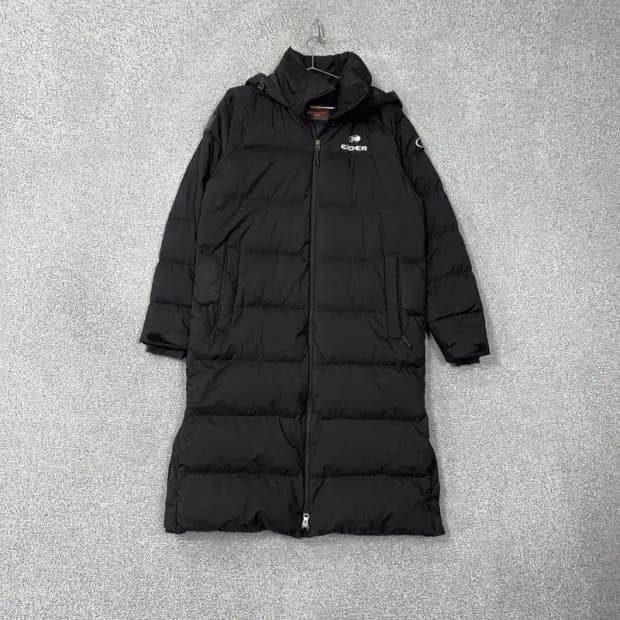 아이더 블랙 로고 오리털 덕다운 롱패딩 M