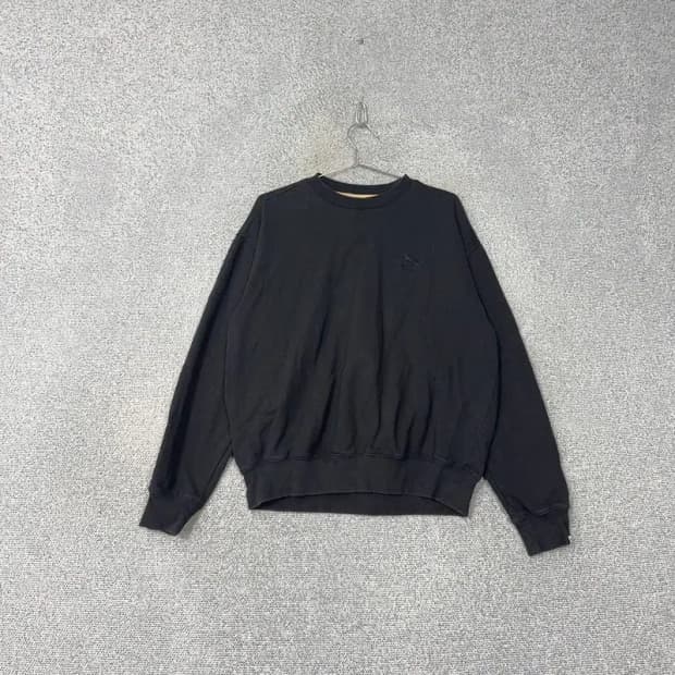 푸마 블랙 심플 로고 오버핏 스웻셔츠 맨투맨 M