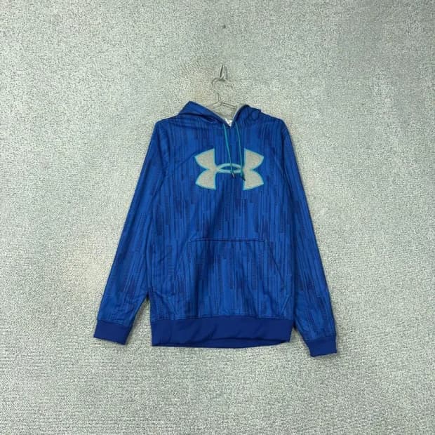 언더아머 프린팅 블루 빅로고 기능성 후드티 S-M