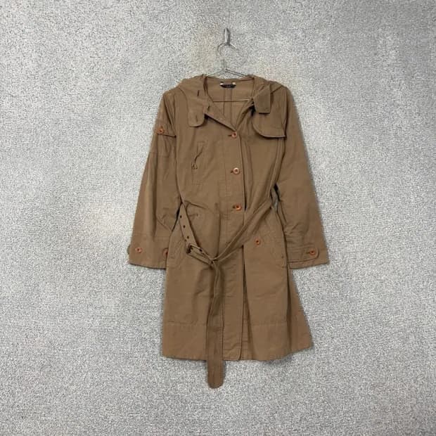 시슬리 여성 벨티드 브라운 후드 코트 42