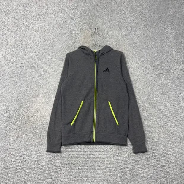 아디다스 로고 딥그레이 후드집업 100