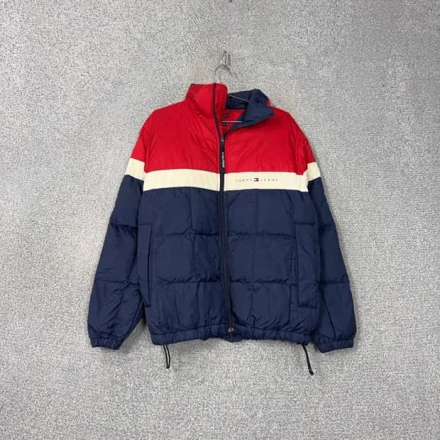 타미 진스 빈티지 멀티컬러 로고 패딩 점퍼 S