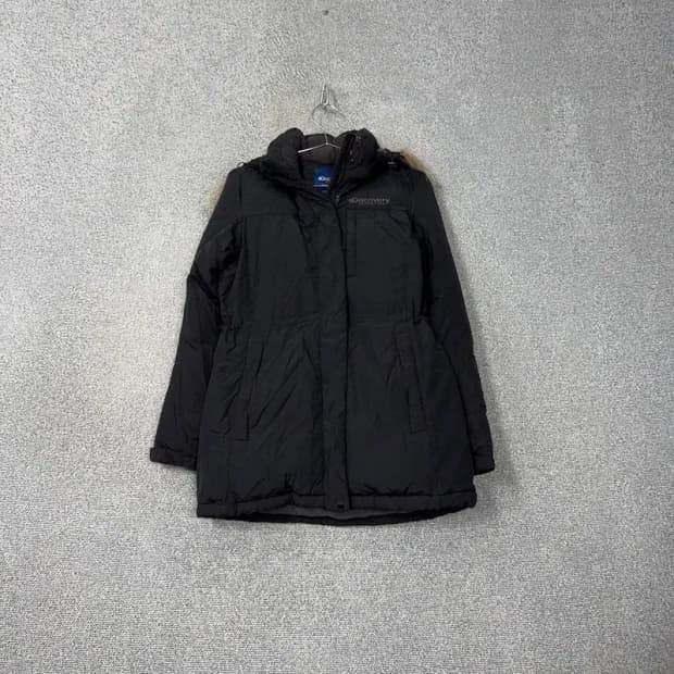 디스커버리 덕다운 라쿤퍼 블랙 패딩 90