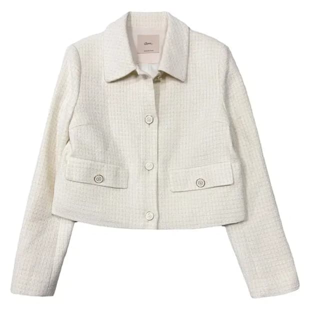 로엠 체크 크림 트위드 자켓 S