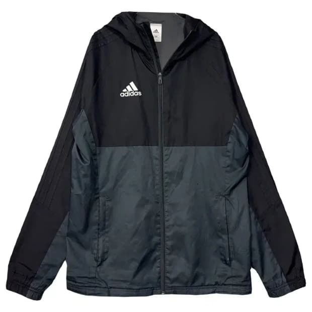 아디다스 블랙 로고 기능성 후드 바람막이 100