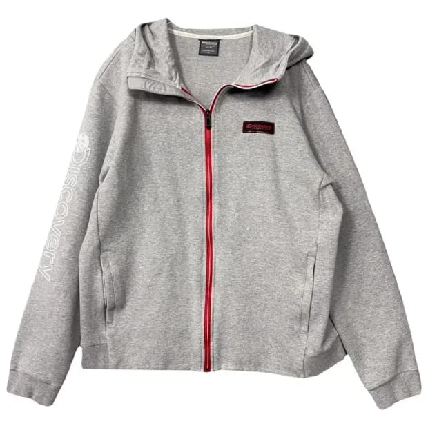 디스커버리 라이트 그레이 로고 후드 집업 110