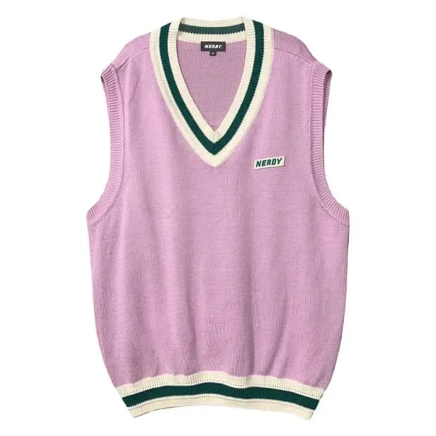 널디 라이트 퍼플 니트 조끼 M