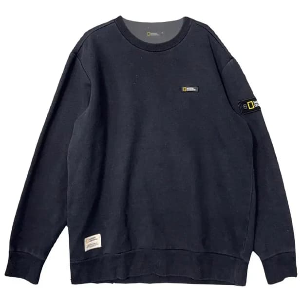 내셔널지오그래픽 네이비 로고 완장 맨투맨 XL