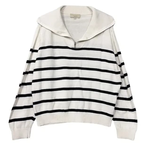 클럽모나코 스트라이프 화이트 빅카라 니트 95