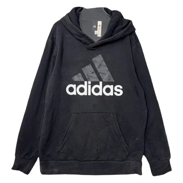 아디다스 프린팅 블랙 빅로고 후드티 110