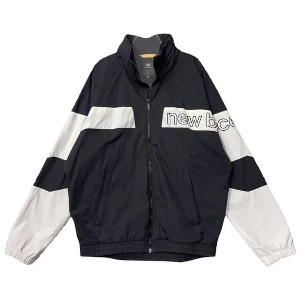 뉴발란스 프린팅 블랙 나일론 바람막이 자켓 L