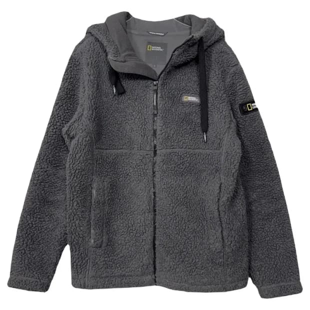 내셔널지오그래픽 그레이 로고 양털 뽀글이 후리스 S