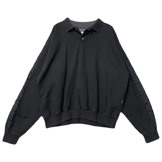 디스이즈네버댓 블랙 프린팅 오버핏 카라 맨투맨 S