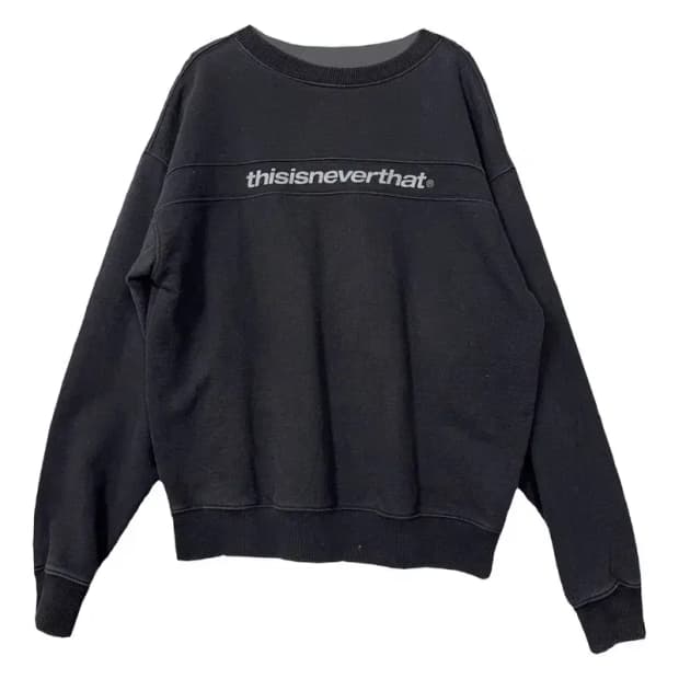디스이즈네버댓 자수 로고 블랙 맨투맨 M