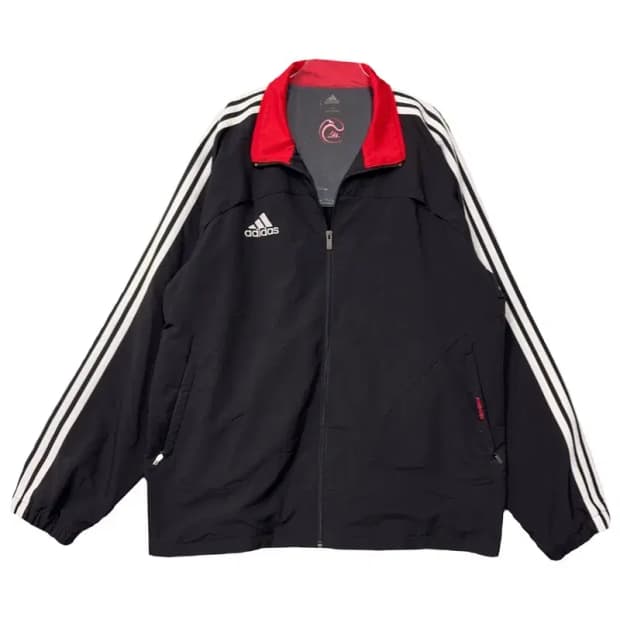 아디다스 블랙 로고 삼선 바람막이 110