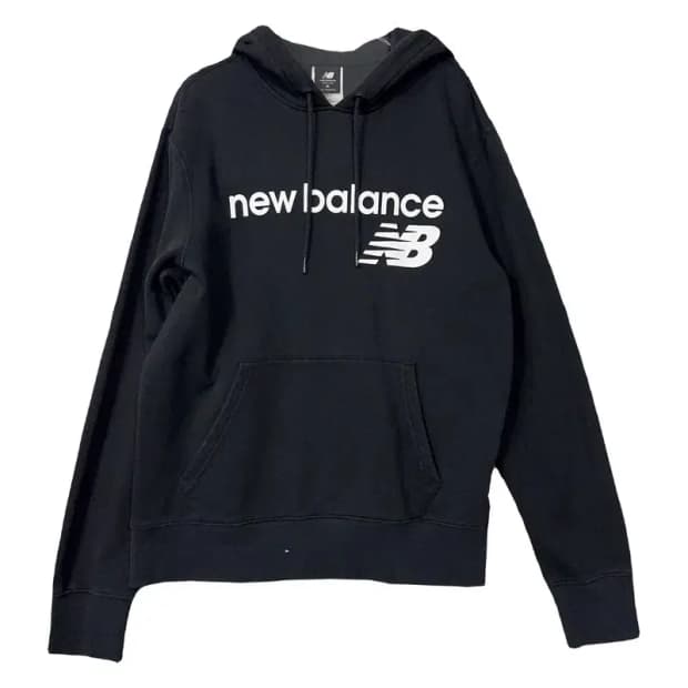 뉴발란스 프린팅 블랙 후드티 M