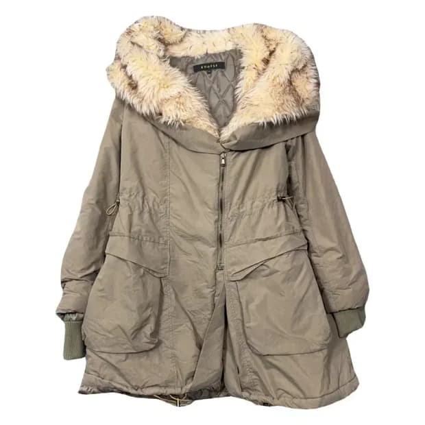 에고이스트 베이지 후드 퍼 야상 코트 점퍼 KH-55(M)