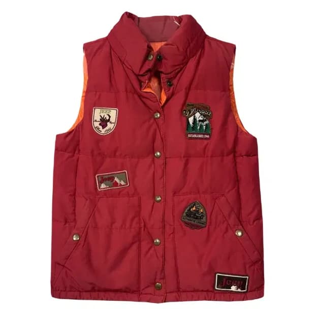 지프 레드 패치 빈티지 패딩 조끼 M