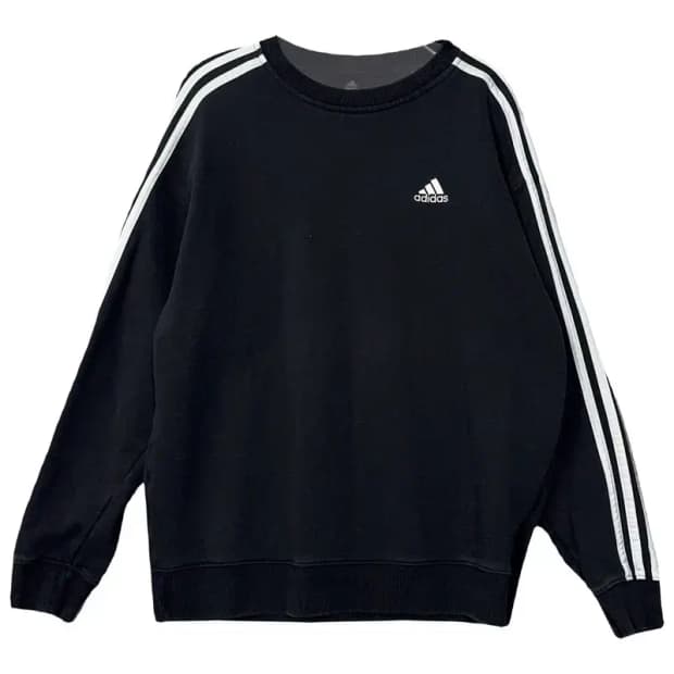 아디다스 블랙 로고 삼선 맨투맨 M