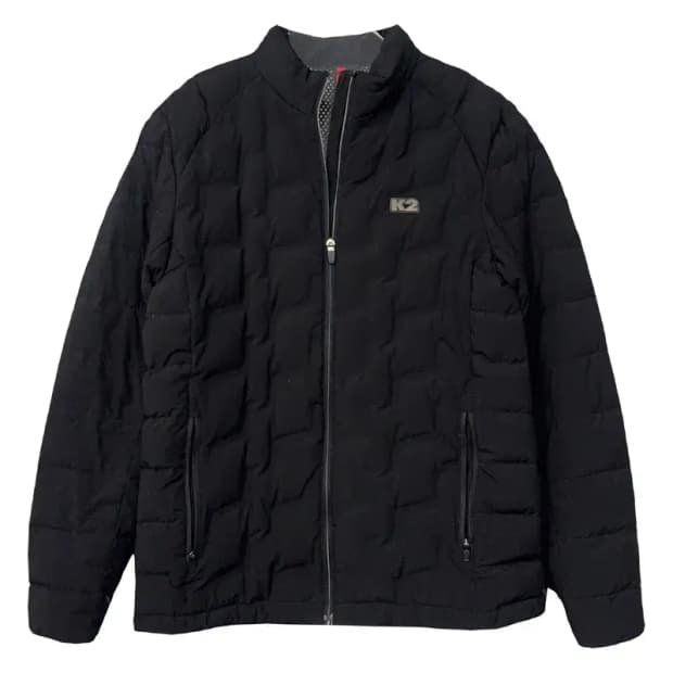 K2 블랙 큐브 퀄팅 로고 덕다운 경량 패딩 95