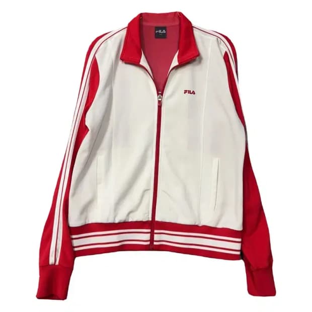 휠라 흰빨 빈티지 집업 저지 95