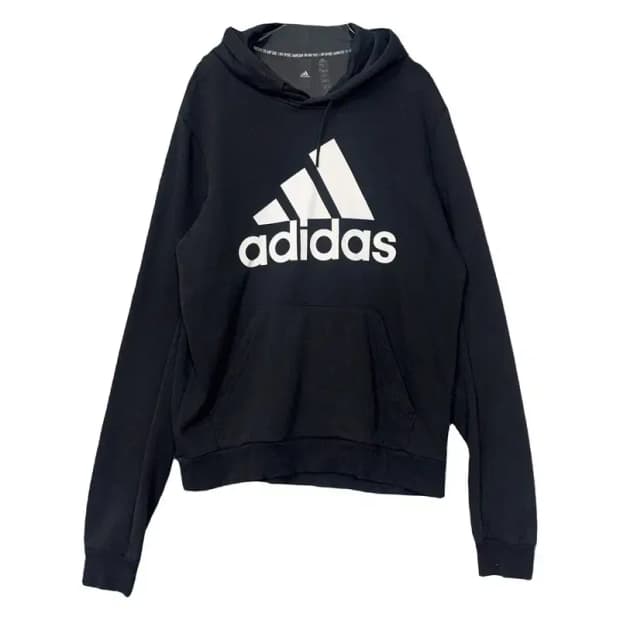 아디다스 프린팅 블랙 후드티 XL