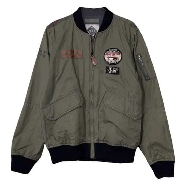 지프 카키 패치 빈티지 블루종 자켓 S(90)