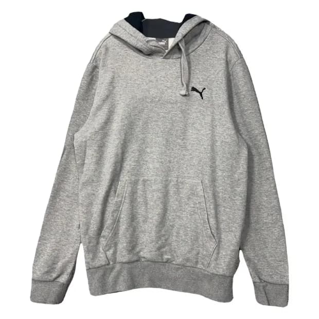 푸마 라이트 그레이 로고 후드티 L