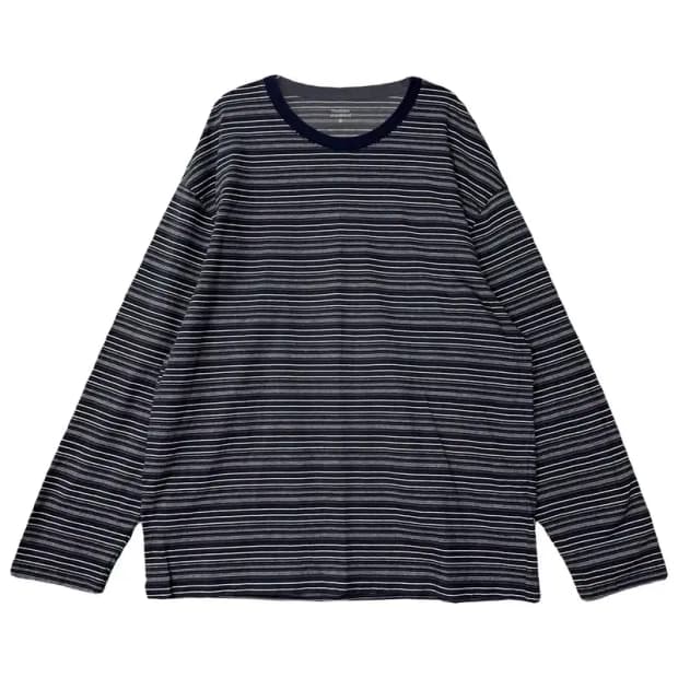 무신사스탠다드 스트라이프 블랙 단가라 긴팔티 2XL