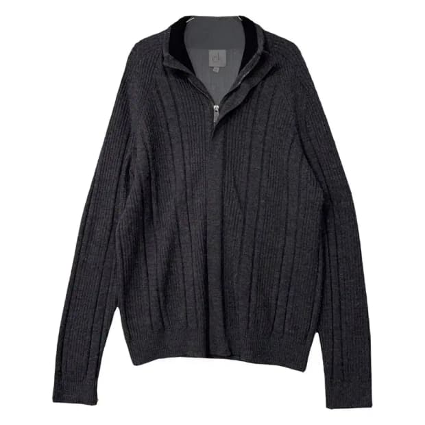 캘빈클라인 그레이 남성 캐주얼 울 니트 집업 XL