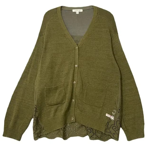 써스데이아일랜드 카키 코튼 롱 니트 가디건 90(M)
