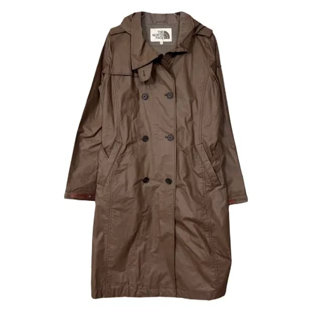 노스페이스 브라운 벨티드 나일론 트렌치 코트 95