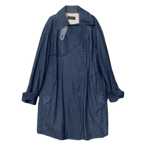 시스템 네이비 인디고 벨티드 트렌치 코트 88-96-165