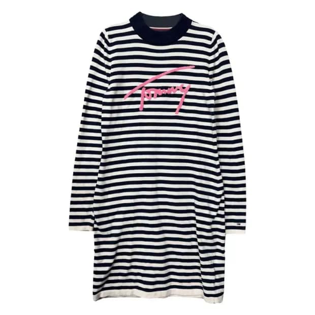타미힐피거 스트라이프 블루 니트 원피스 S