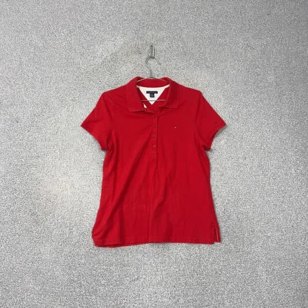 타미힐피거 레드 반팔 카라티 L
