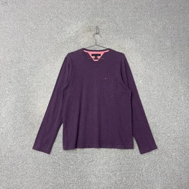 타미힐피거 퍼플 포켓 캐주얼 긴팔티 L